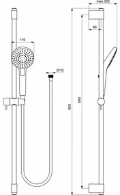 Set de dus Ideal Standard IdealRain Evo Round cu cu para dus 110 mm, bara 900 mm