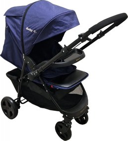 Carucior nou nascuti 2 in 1 BABY CARE™ PRO SK10, Maner reversibil, Spatar reglabil in 3 trepte, Frana picior,Pliabil , Albastru