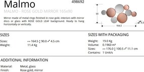 Decoratiune perete din inele metalice cu oglinda si sticla Malmo