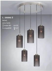 Lustra moderna cu 5 pendule design italian 10000 fumuriu