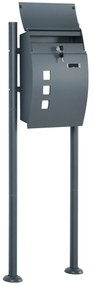 HOMCOM Cutie Poștală, Cutie pentru Corespondență, Blocabilă, Suportabilă, 2 Chei, Oțel, 44 cm x 15 cm x 114 cm, Gri Închis | Aosom Romania