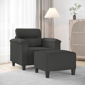 3153661 vidaXL Fotoliu canapea cu taburet, gri închis, 60 cm, microfibră
