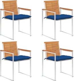 vidaXL Scaune de grădină cu perne, 4 buc., lemn masiv de acacia