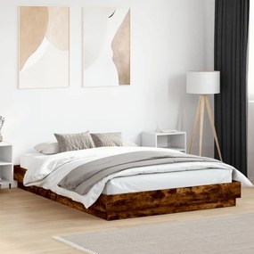 vidaXL Cadru de pat, stejar fumuriu, 150x200 cm, lemn prelucrat