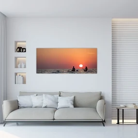 Tablou cu canoiști în apus de soare (120x50 cm), în 40 de alte dimensiuni noi