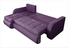 Coltar extensibil reversibil Siena Lux Purple 243x141x81 cm cu lada de depozitare