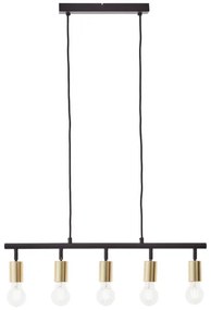 Brilliant - Lustră suspendată pe cablu TIFFANY, 5x E27/28W/230V, negru/alamă