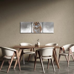 Tablou cutigru fugind prin zăpadă (cu ceas) (90x30 cm)