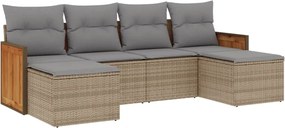 vidaXL Set canapele de grădină cu perne, 6 piese, bej, poliratan