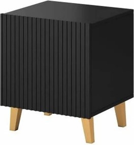 Noptiera PAFOS, negru/stejar, PAL/plastic, 45x40x51 cm