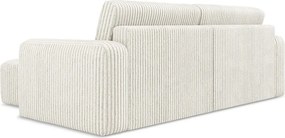 Colțar crem extensibil/cu spațiu de depozitare cu tapițerie din catifea reiată (cu colț pe partea dreaptă/cu șezlong) Kona – Makamii