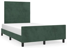 3125809 vidaXL Cadru de pat cu tăblie, verde închis, 120x200 cm, catifea
