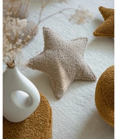 Pernă decorativă pentru copii maro deschis cu tapițerie din țesătură bouclé Star – Wigiwama