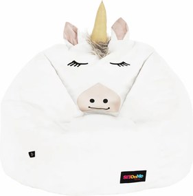 Fotoliu tip sac unicorn, alb, INOROG