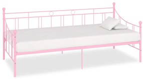 284671 vidaXL Cadru de pat, roz, 90 x 200 cm, metal