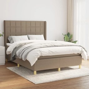 vidaXL Pat continental cu saltea gri taupe 140x200 cm material textil