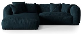Colțar modular albastru închis cu tapițerie din catifea (cu colț pe partea stângă/cu șezlong) Martina – Micadoni