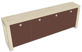 Dulap mic Verno+ 260 x 46 x 90 cm, uși de sticlă, salcâm / maro
