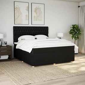 vidaXL Pat box spring cu saltea, negru, 180x200 cm, catifea