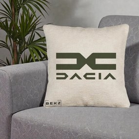 Perna Personalizata cu emblema Dacia, 40x40 cm, Bej Canapea, Husa Detasabila, Perna Inclusa, BEKZ®