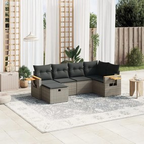 vidaXL Set mobilier grădină cu perne, 6 piese, gri, poliratan