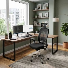 Scaun ergonomic OFF 988 negru, tetieră și suport lombar reglabil