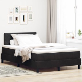 vidaXL Pat Box Spring cu Saltea &amp; LED Negru 120x200 cm Catifea