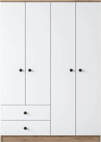 Dulap BA108-2067, alb/nuc, PAL melaminat, cu 4 usi si 2 sertare, 120x4