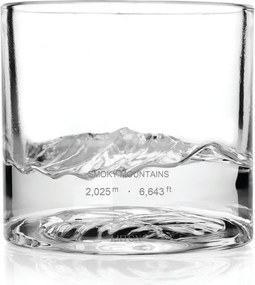Set pahare pentru whisky LIITON 1009931 Smoky Mountain, 230 ml, 2 buc, Fund 3D Great Smoky Mountain, Transparent