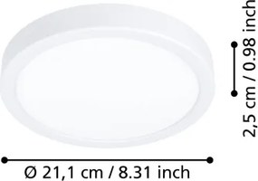 Eglo 901307-LED Plafonieră FUEVA, LED 11,5 W, 230 V, 2700/4000/6500 K, Ø21,1 cm, alb