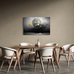 Tabloul cu bile abstracte aurii (90x60 cm)