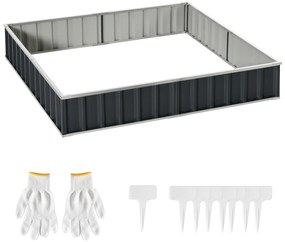 Outsunny Pat Modular Suprainălțat pentru Legume, Structură din Oțel Zincat, Ideal pentru Plante și Ierburi, 258x90x30 cm, Gri Inchis | Aosom Romania