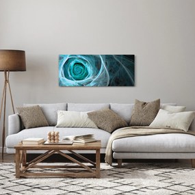 Tablou - Abstract trandafir albastru cu fundal negru (120x50 cm)