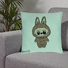 Perna Personalizata Labubu Maro Natural Solo, 40x40 cm, Verde Menta, Husa Detasabila, Perna Inclusa, BEKZ®