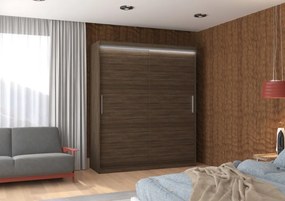 Dulap cu usi glisante si iluminare LED, Lincoln 180 + LED, 180 cmx200 cmx58 cm, ADRK Furniture (Culoare: Trufă)