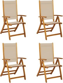 vidaXL Scaune de grădină pliabile 4 buc. lemn masiv acacia & textilenă