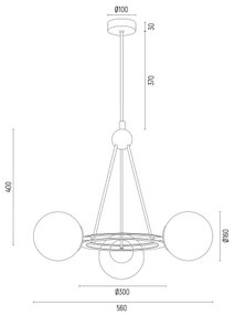 Lustră pe tijă AMALFI 3xE27/15W/230V neagră/albă Argon 6150