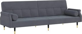 vidaXL Canapea extensibilă cu perne, gri închis, catifea