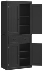 HOMCOM Armoarie de bucătărie bufet de bucătărie multi-spații de depozitare rafturi reglabile 4 uși și sertar mare 76,2 x 40,2 x 183 cm negru | Aosom Romania