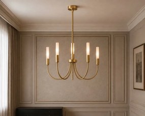 Candelabru cu 5 brate AUGUSTINE alama/alb
