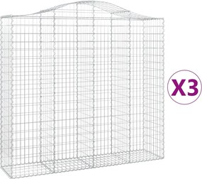 vidaXL Coșuri gabion arcuite 3 buc, 200x50x180/200 cm, fier galvanizat