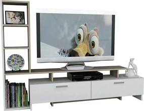 Mobilier living SIMAL, alb/stejar deschis, PAL melaminat, 2 piese