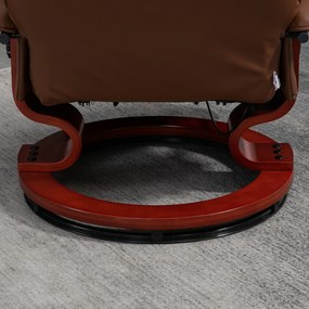 HOMCOM Fotoliu de relaxare, 145° reglabil, suport de picioare ajustabil, piele ecologică, 360° rotativ, până la 120 kg, Maro | Aosom Romania