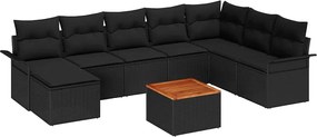 vidaXL Set de canapele pentru grădină 9 pcs Negru poliratan