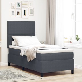 vidaXL Pat cu arcuri cu saltea gri închis 80x200 cm țesătură de corduroy