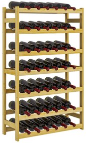 HOMCOM Suport pentru Vin din Lemn, Suport pe 7 niveluri pentru 42 de sticle de Vin, Suport Subțire pentru Bar, 63x25x102 cm, Natural | Aosom Romania
