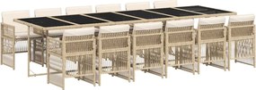 vidaXL Set mobilier de grădină cu perne, 13 piese, bej, poliratan