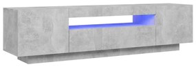 Comoda TV cu lumini LED, gri beton, 160x35x40 cm