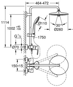 Coloana de dus cu baterie monocomanda Grohe Euphoria New 260