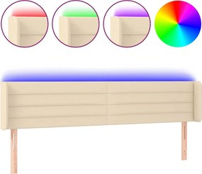 vidaXL Tăblie de pat cu LED, crem, 183x16x78/88 cm, textil